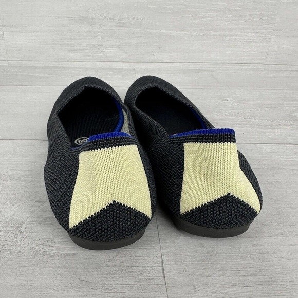 Rothy’s Ballet Flats Shoes Size 7.5 Citron Ribbon Stripe Gray Yellow Retired - Picture 6 of 13